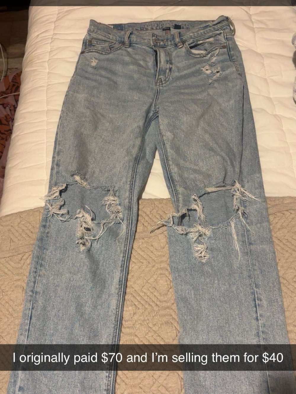 American Eagle Outfitters Light Blue Distressed Boyfriend Jeans